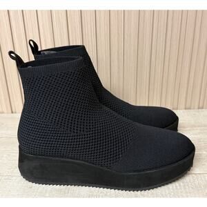 Eileen Fisher Women’s Mars Stretch Knit Wedge Heel Booties Black 9.5 US